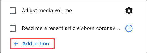 Tap "Add Action" to include a custom command